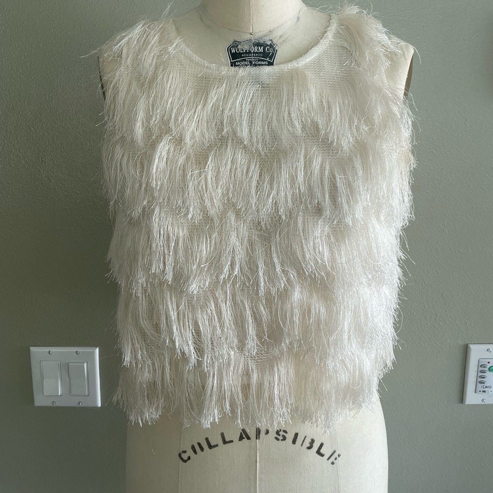 Fringey feather top zara